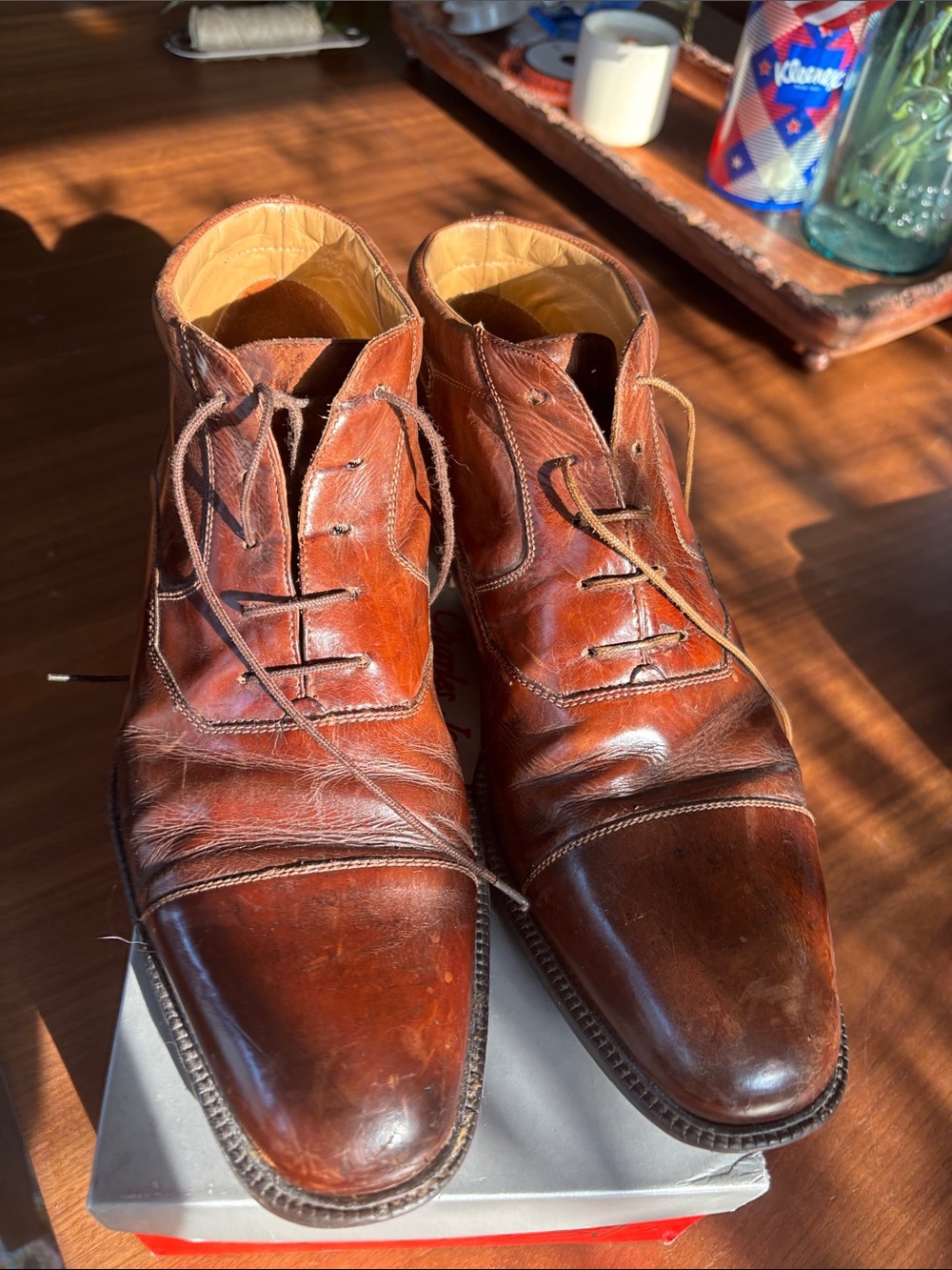 Johnston & Murphy Men's Brown Leather Lace-Up Boots